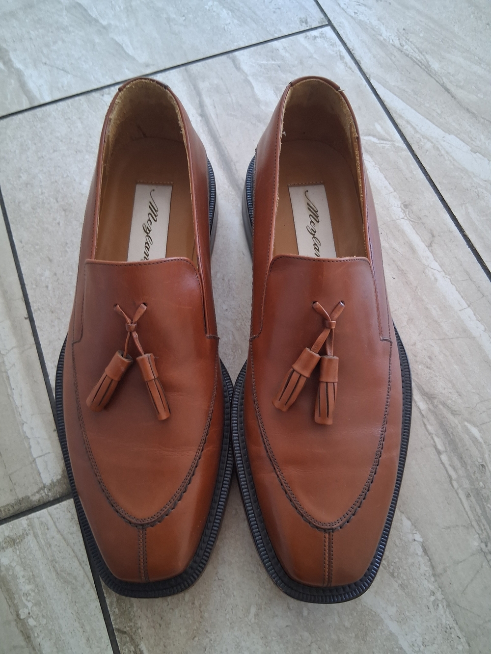 Mezlan Almeria Cognac Leather Tassel Loafers Size 8M